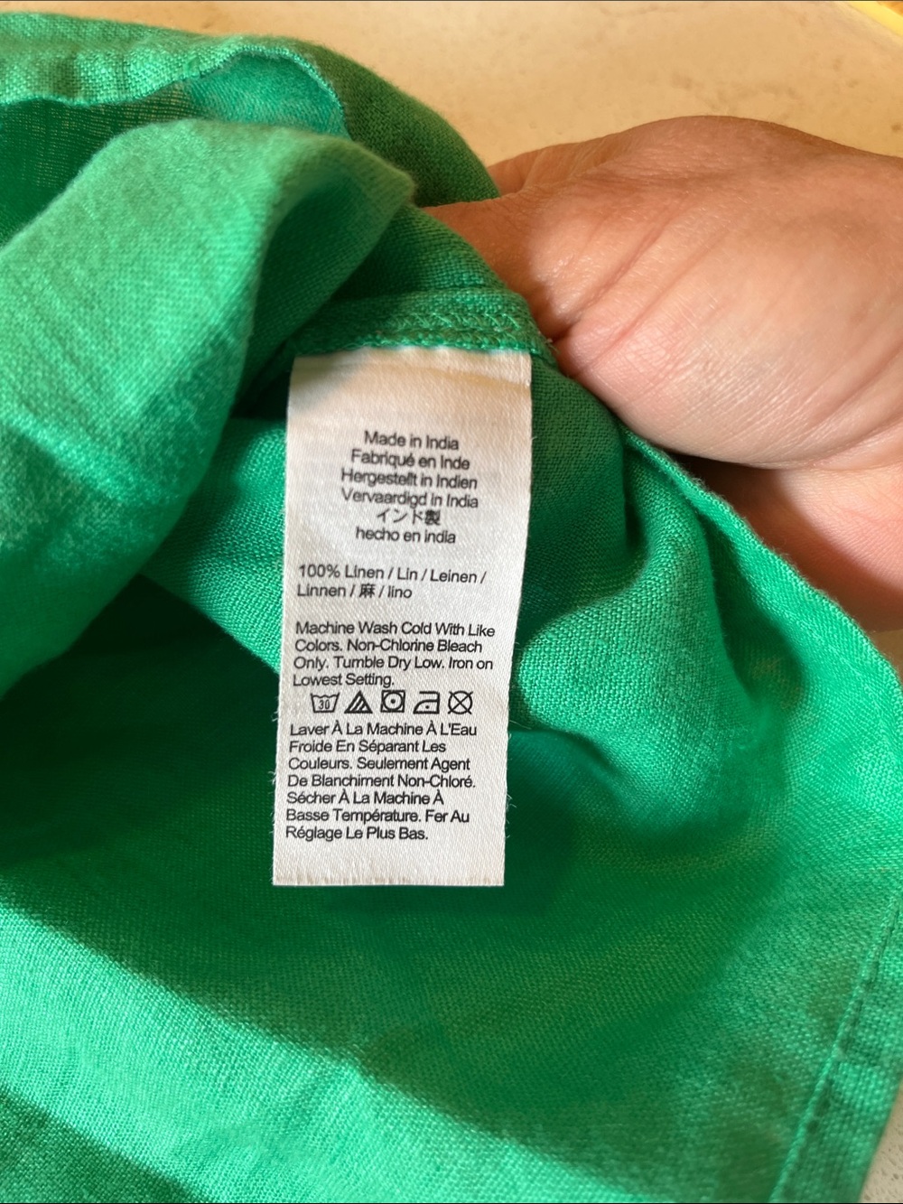 J. Crew Linen Emerald Ruffle Mock Neck Sleeveless Top - Picture 4 of 6
